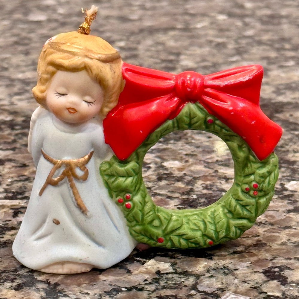 Vintage Jasco Porcelain Angel Christmas Napkin Ring Figurine